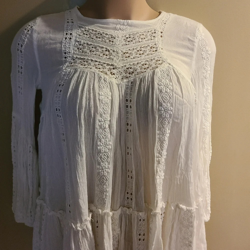 Free People white top lace tunic sz.XS - Picture 2 of 12